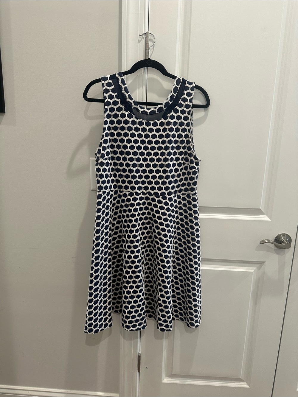 Pixley Navy and White Honeycomb Fit & Flare Dress
